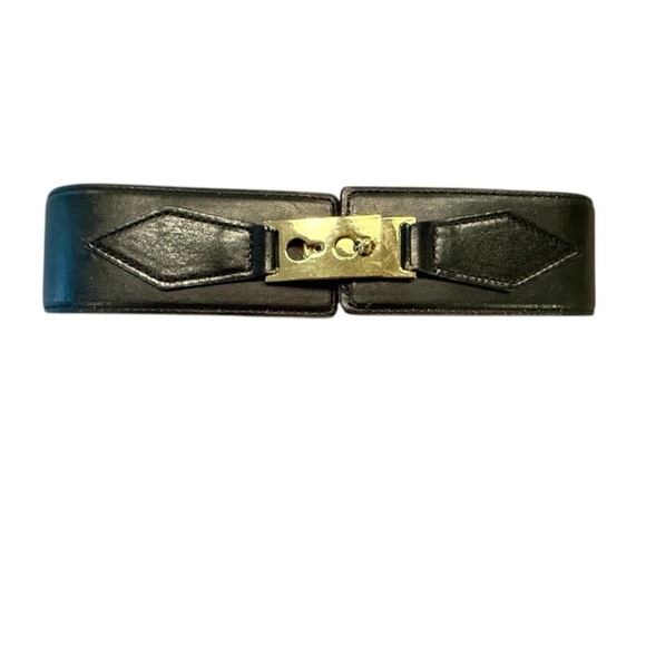 NWT Vince Camuto Black 2” Belt with Gold Buckle & Stretch Back Size S/M MSRP$48 - Picture 1 of 8